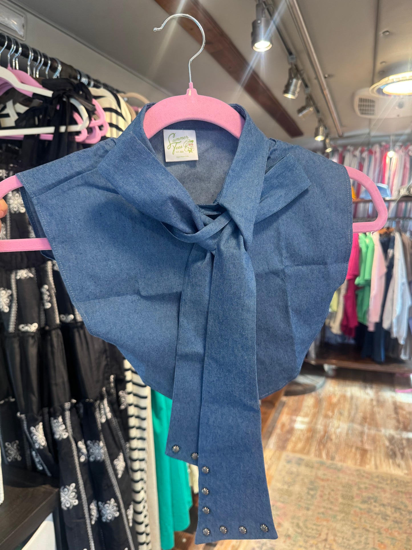 Denim Bow Collar