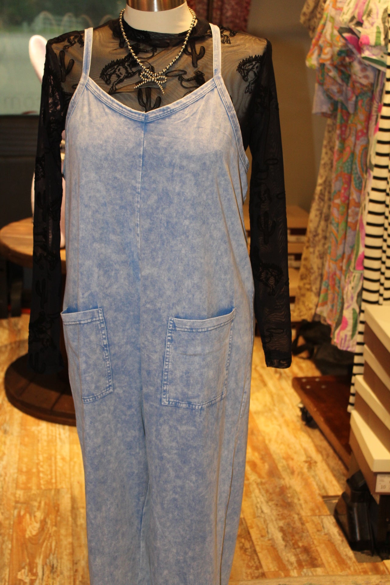Blue Acid Washed Jumpsuit