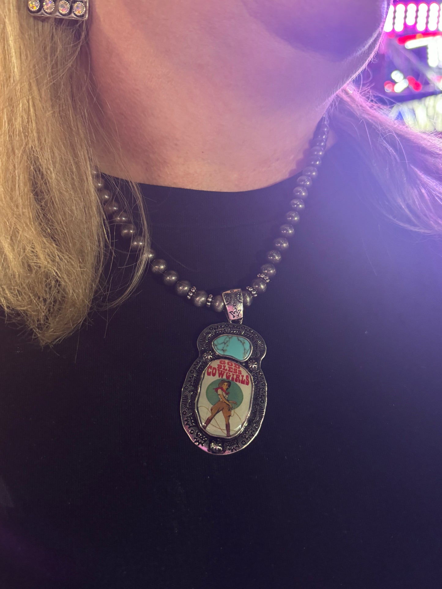 God Bless Cowgirls Pendant Necklace