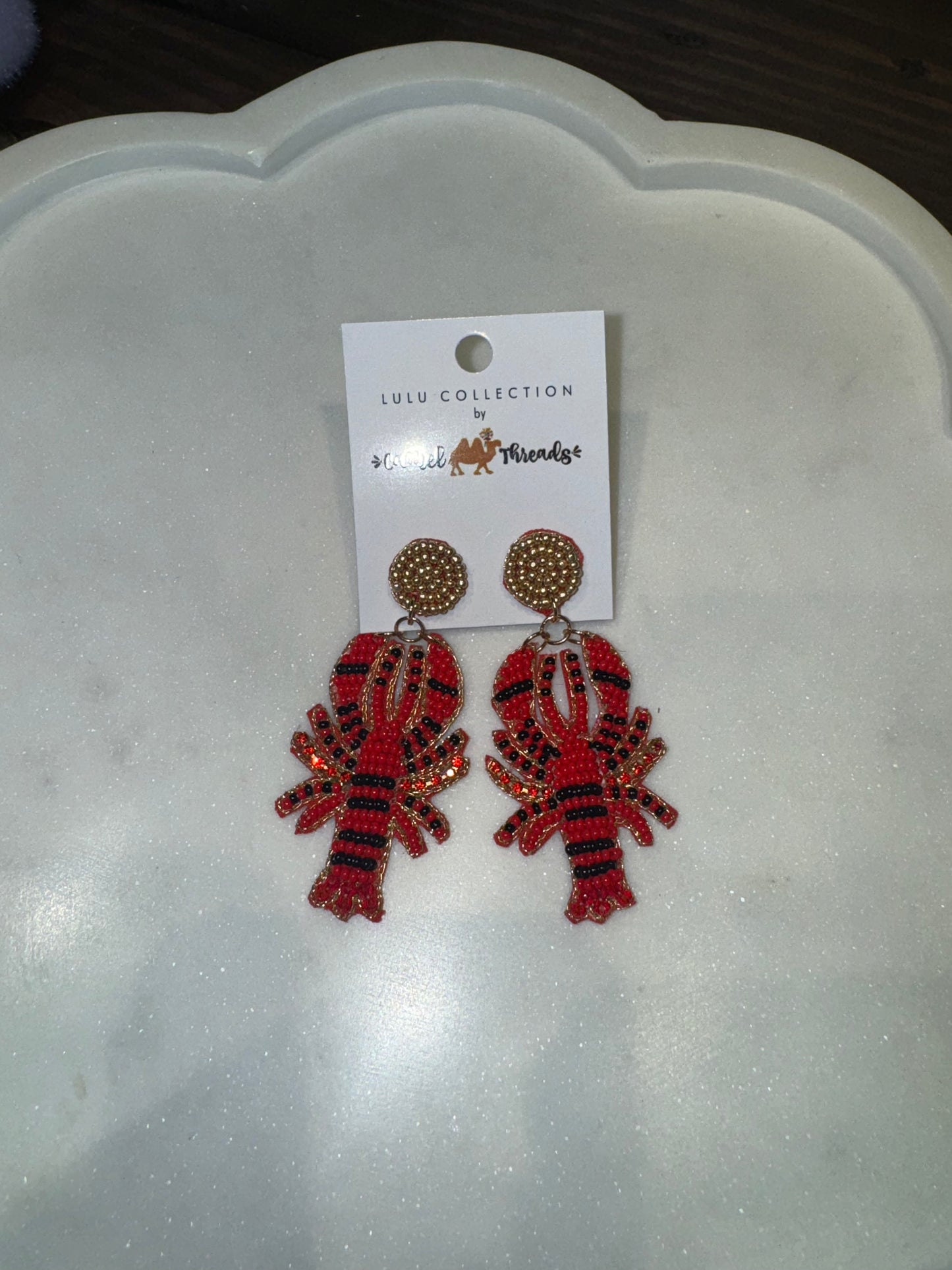 Crawfish Beaded Earring