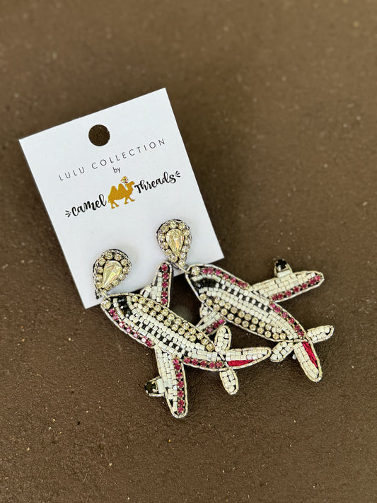 Beaded Airplane Earrings