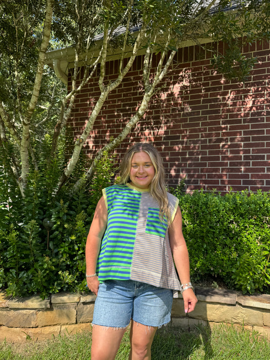 Blue Color block Top