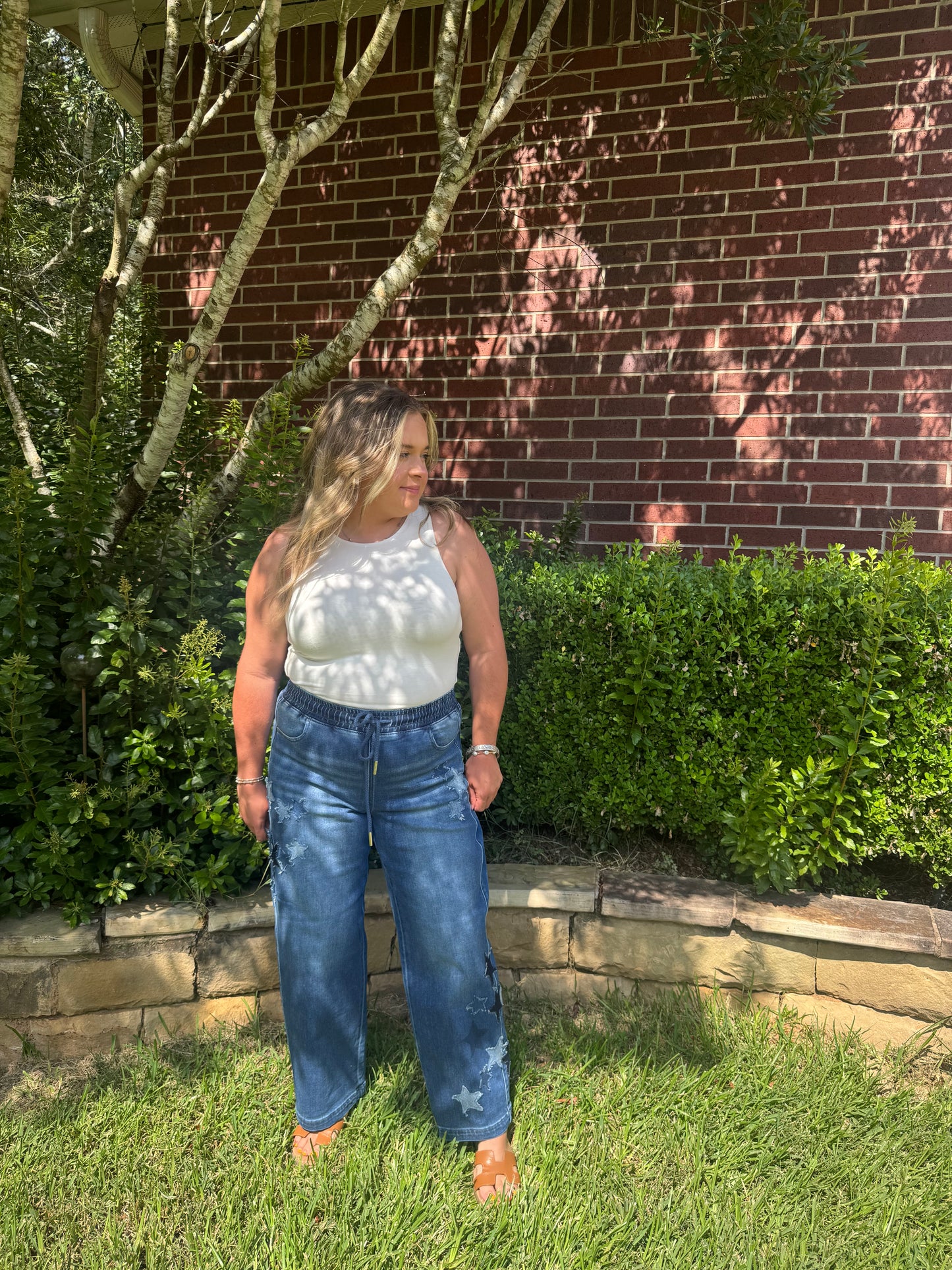 Slouchy Crop Barrel Star patch Jeans