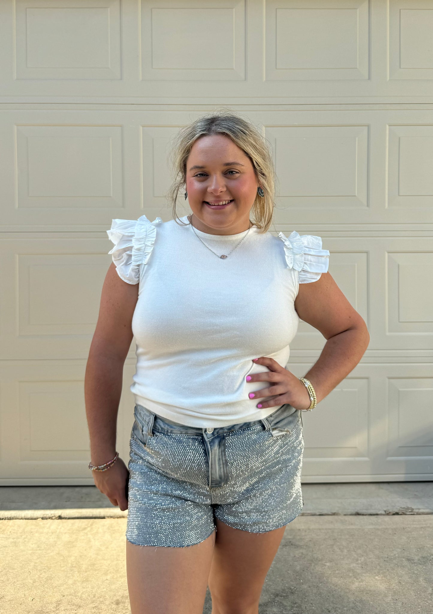 White Ruffle Top