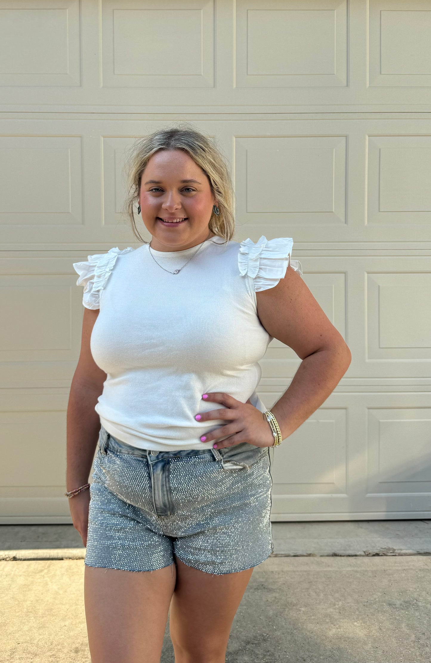 White Ruffle Top