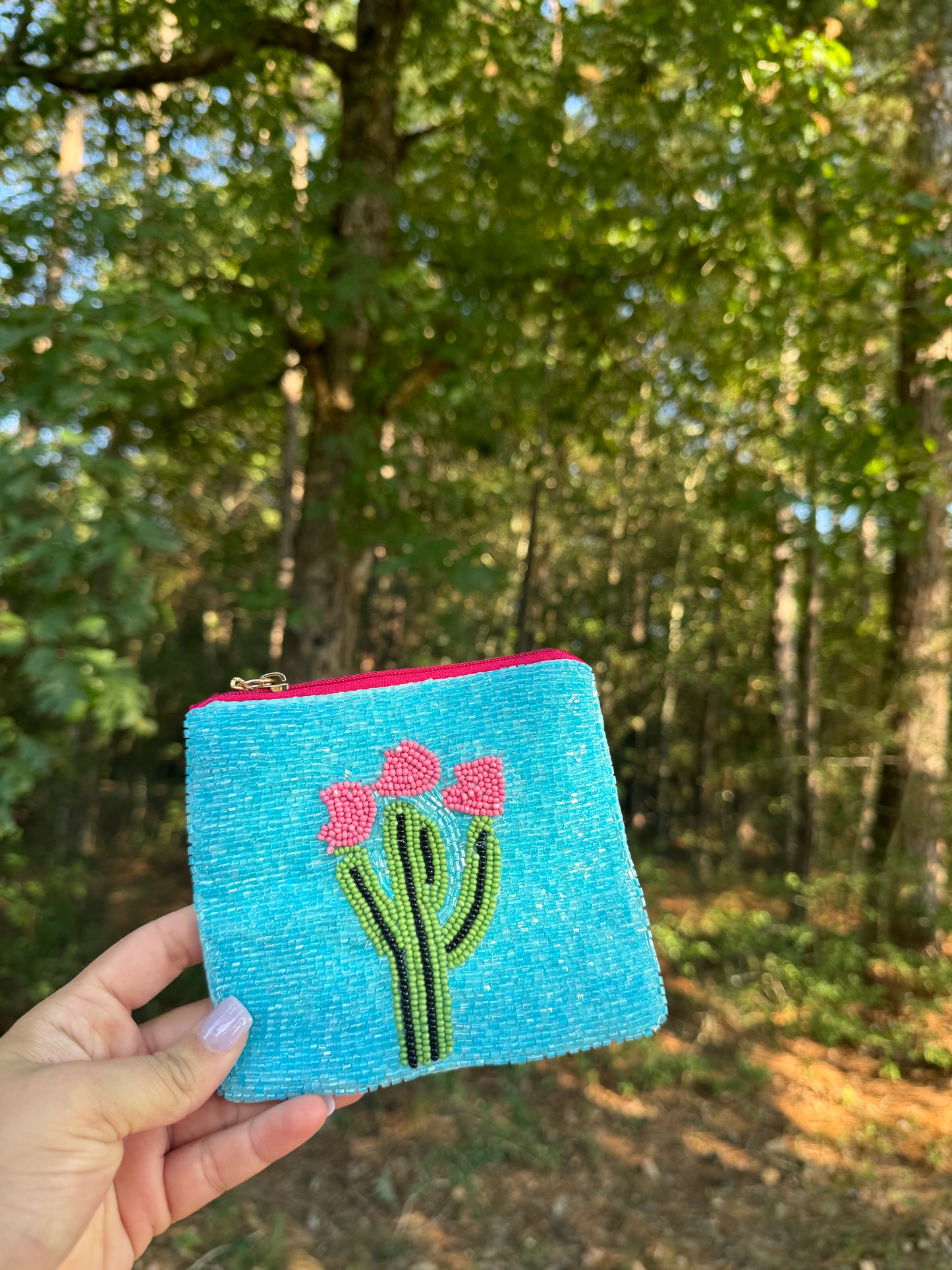 Cactus Beaded Coin Purse