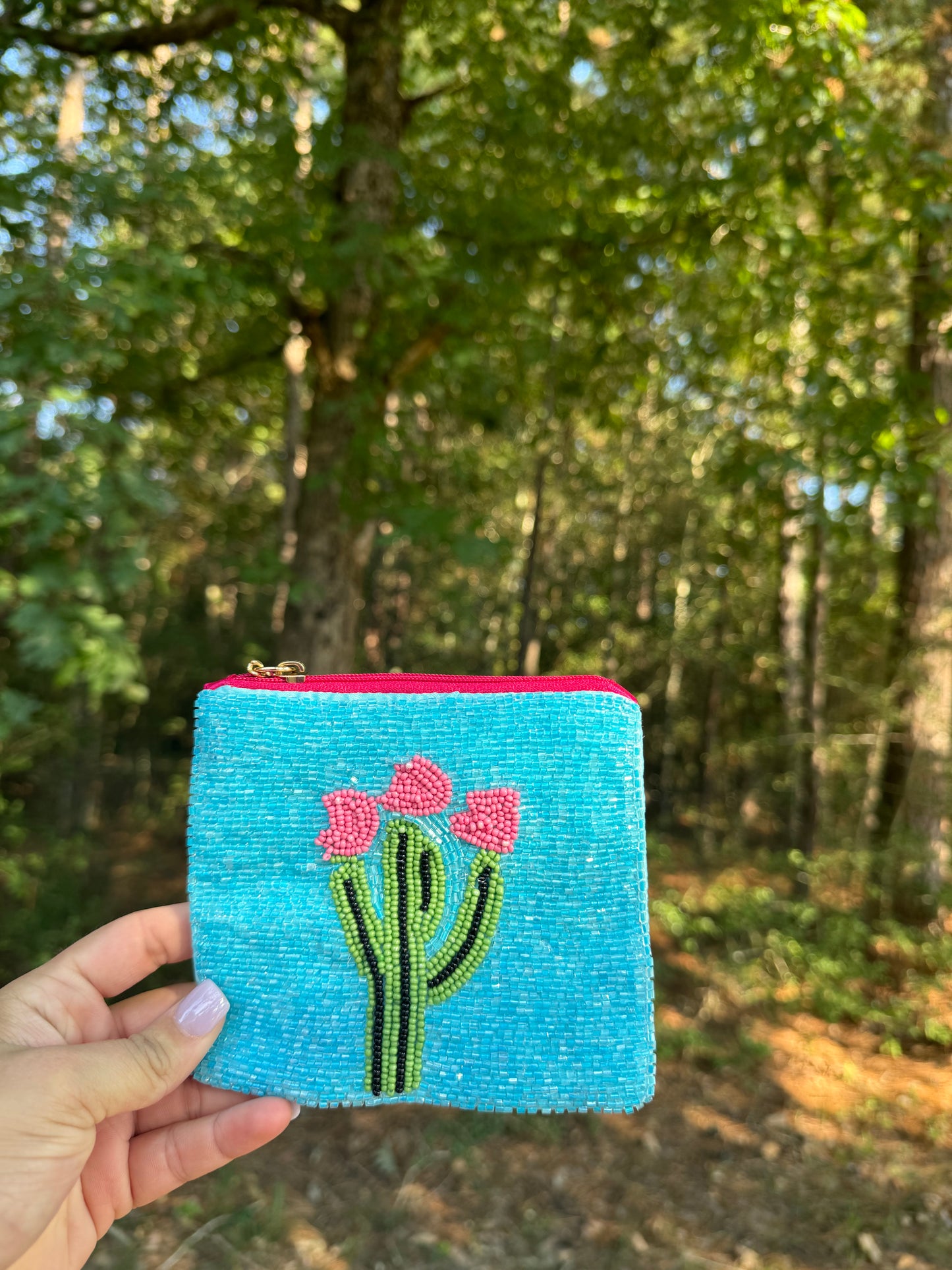 Cactus Beaded Coin Purse