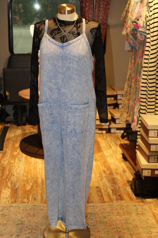 Blue Acid Washed Jumpsuit