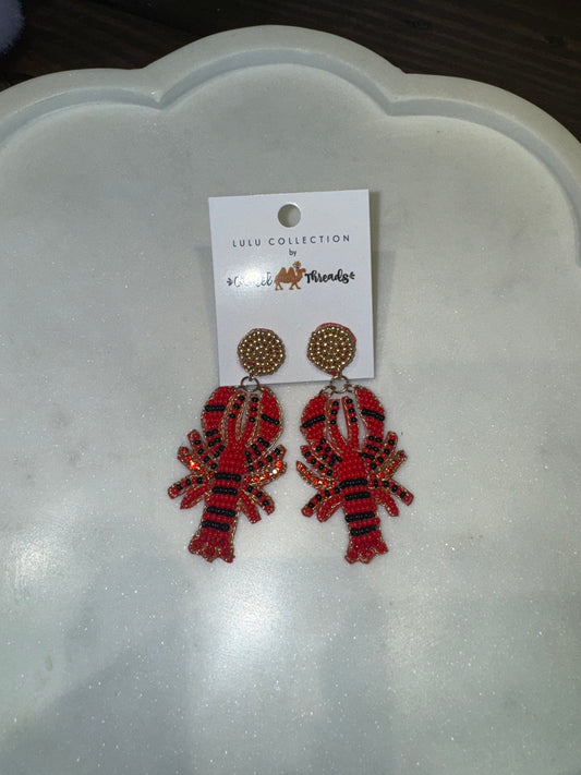 Crawfish Beaded Earring